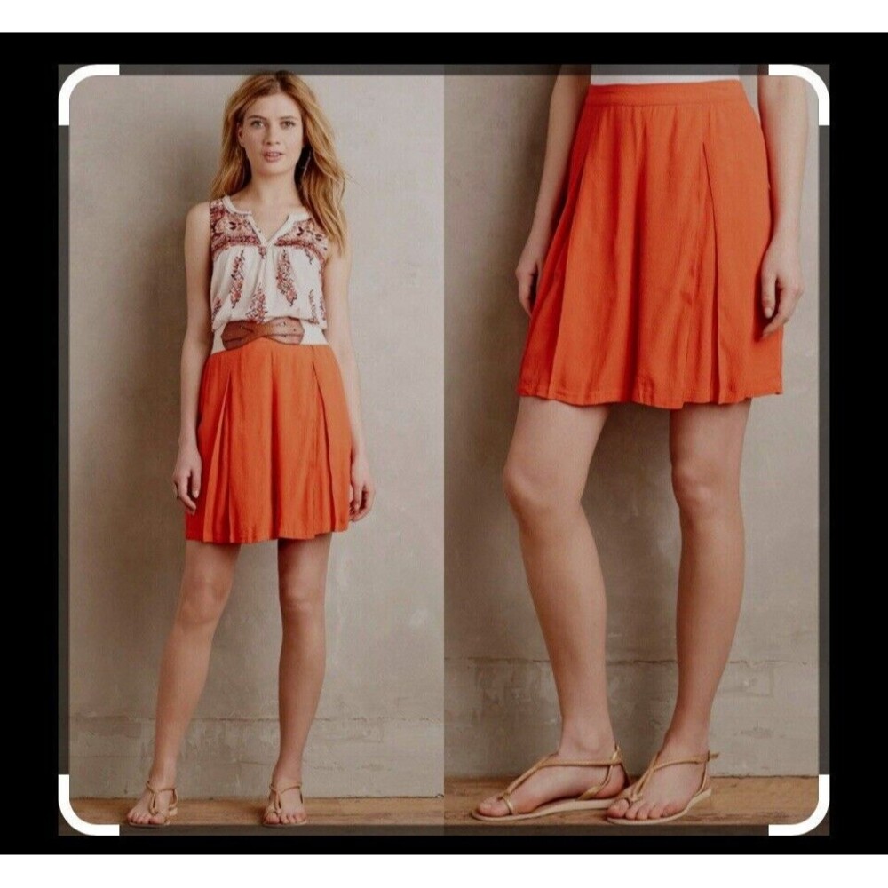 Sunday In Brooklyn Gerbera Wide Leg Pleated Shorts Ladies 4 Orange Anthropologie